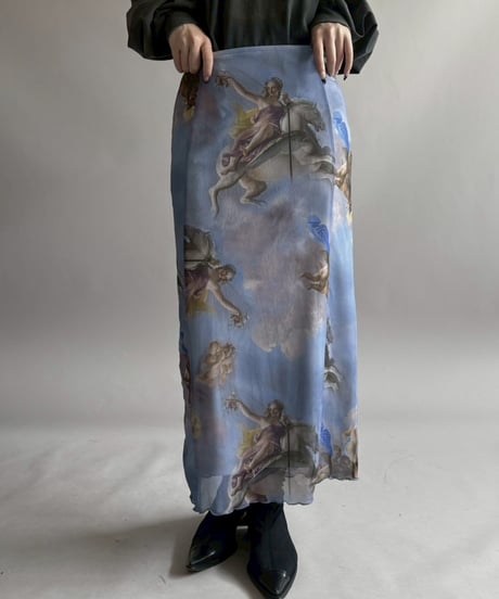 【USED】 Neon&Nylon Engel Print Skirt /260418-019