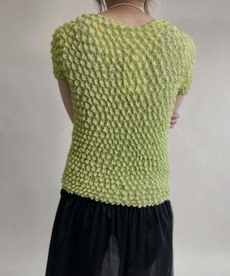 【USED】 Neon green Popcorn Top / 220709-002
