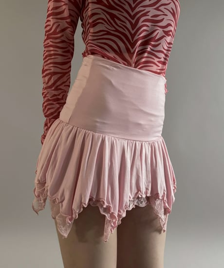 【USED】 Lace frill mini Skirt / 260307-032