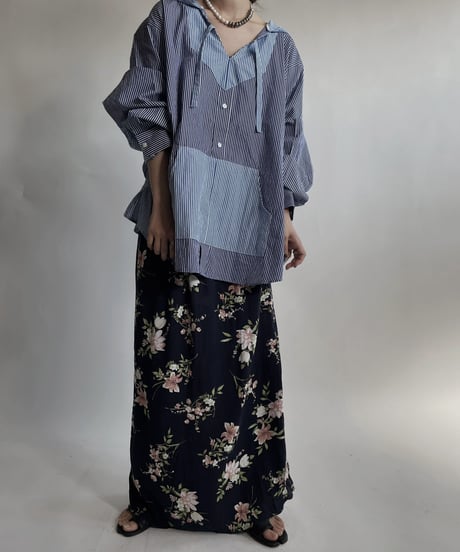 【RE;CIRCLE】 RE Stripe Shirt Mexican Hoodie / 220423-026