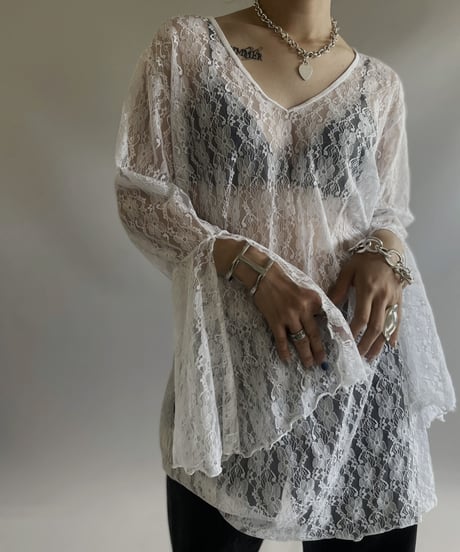 【USED】L/S Flare Sleeve Lace Top/ 230909-006