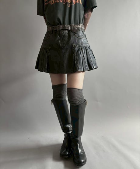 【USED】 Leather Mini Skirt/251004-009