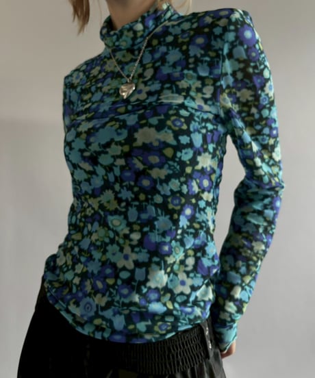 【USED】 GANNI Flower Pattern Sheer Top /251206-017