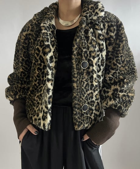 【USED】 Made in ITALY Leopard Patterned Fake Fur Jacket /241221-013