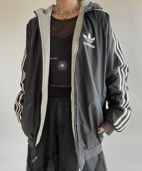 【USED】 adidas Padded Reversible Hooded Nylon Jacket /241228-010