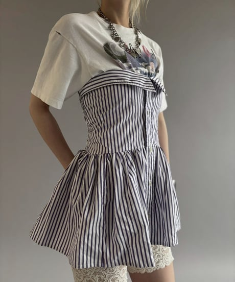 【RE;CIRCLE】  RE Stripe Shirt Mini One-Piece / 260611-006