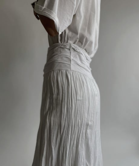 【USED】 White Cotton Long Skirt / 220507-032