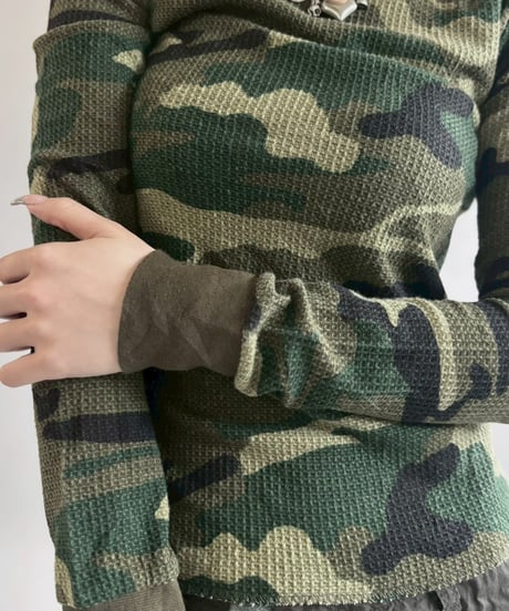 【USED】 FRUIT OF THE LOOM Camouflage Pattern Thermal / 260509-015