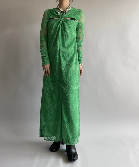 【USED】 GANNI Lace Patterned Long One-Piece /240914-029