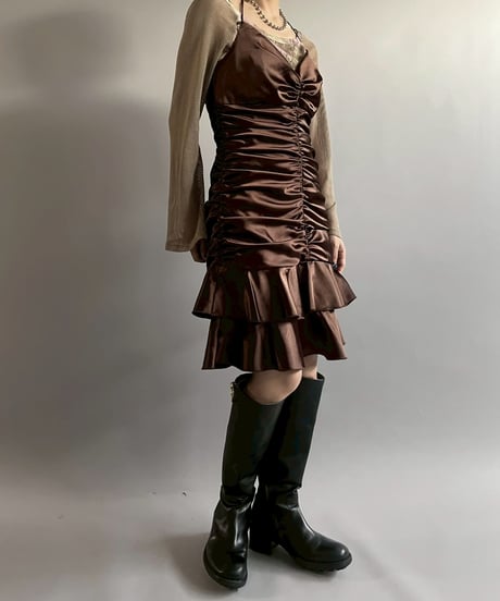 【USED】 Shiny Gather Camisole One-Piece  /251012-002
