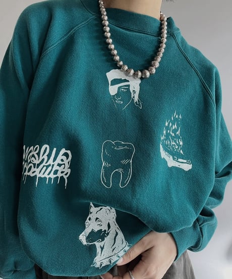 【Mashup Products】 Silk Screen Hanes L/S Sweat top /  240217-020