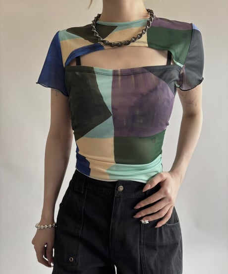 【USED】 Design S/S Sheer Top  / 250531-006