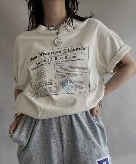 【USED】  New Paper Print T-Shirt / 230617-015