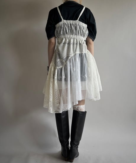 【RE;CIRCLE】RE Crochet Lace Patch work Camisole One-Piece Middle/250731-007