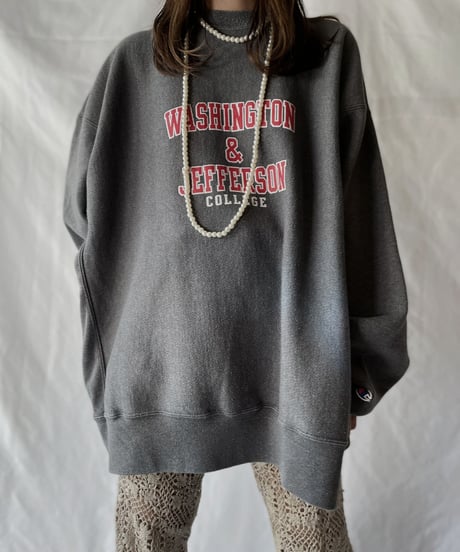 【USED】   Champion Reverse Weave Sweat WASHINGTON & JEFFERSON/211007-020