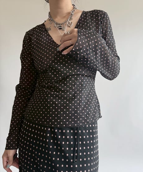 【USED】 Dot Pattern Sheer Top  /250412-006