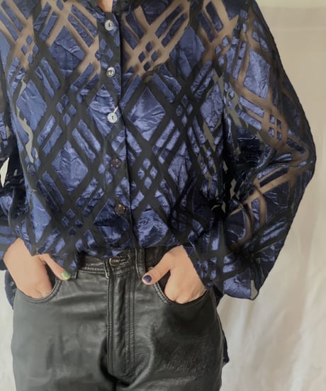 【USED】  Velor Patterned See-through Shirt/210407-007