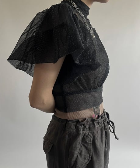 【USED】 S/S Sheer Lame Top  / 250517-002