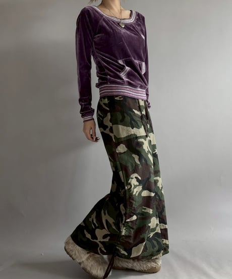 【USED】 Made in USA Camouflage Nylon Drawstring Skirt / 251206-020