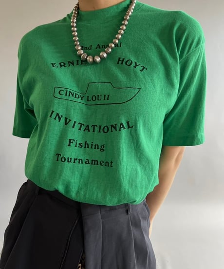 【USED】70~80's Flock Print T-Shirt /240824-049
