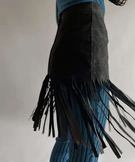 【USED 】Suede Fringe Mini Skirt/ 240414-001