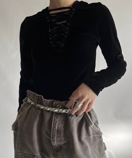 【USED】 Velour Leotard Top /241214-017