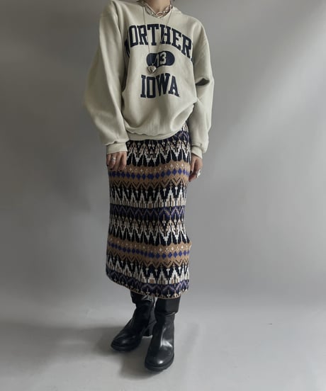 【USED】 Patterned Knit Skirt / 231028-010