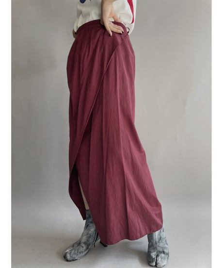 【USED】  Poly Long Skirt Red / 221112-009
