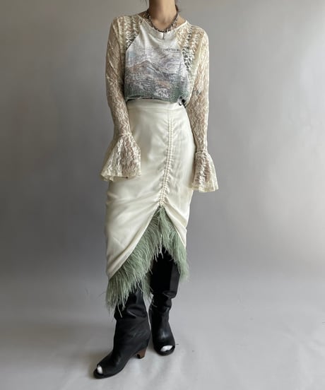 【USED】 Design Fur Long Skirt/ 241006-024