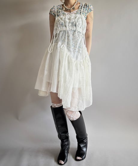 【RE;CIRCLE】RE Crochet Lace Patch work Camisole One-Piece Middle/250731-009