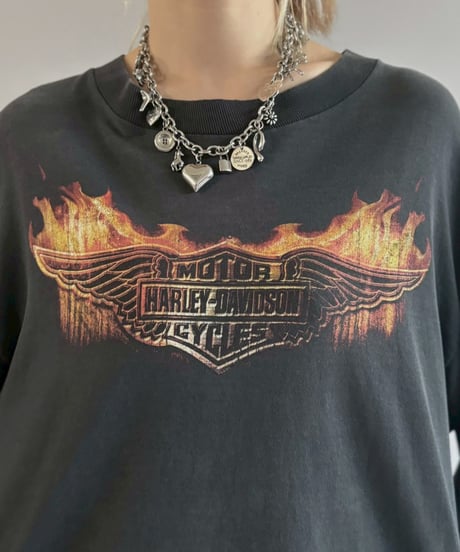 【USED】 HARLEY DAVIDSON Fire Pattern L/S T-Shirt / 260607-012