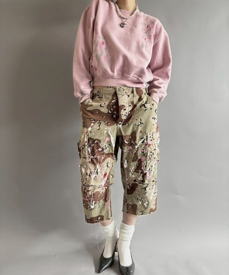 【USED】 Military Camouflage Cut Off Paint Pants /250925-007