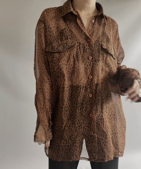 【USED】  L/S Leopard Patterned Sheer Shirt / 230907-008