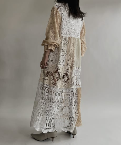 【RE;CIRCLE】 RE Crochet Lace Patchwork One-piece / 220526-009