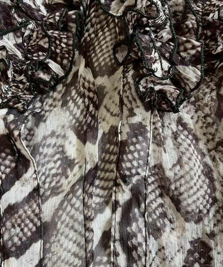 【USED】 Leopard Pattern L/S Sheer Top  / 250526-008