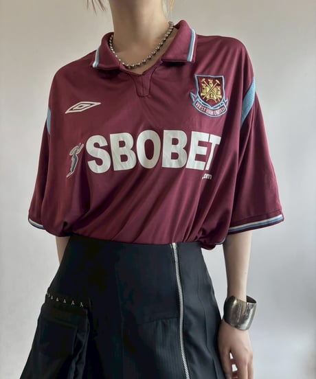 【USED】 09~10's UMBRO West Ham Soccer Shirt / 250717-017