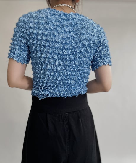 【USED】 Light Blue Color Popcorn Top / 220709-012