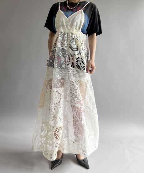 【RE;CIRCLE】RE Crochet Patch Back RBN Camisole One-Piece/240829ー006