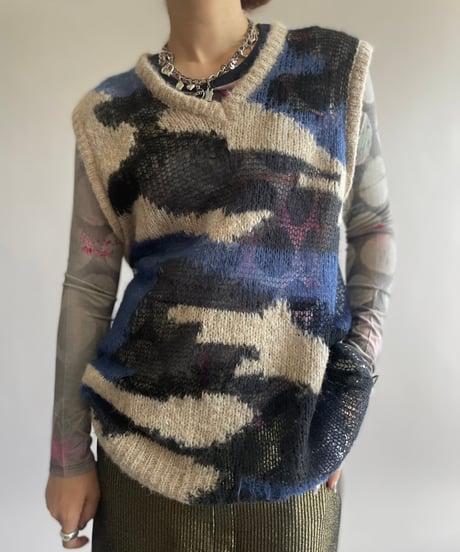 【USED】 Heaven Mohair Knit Vest /241006-013