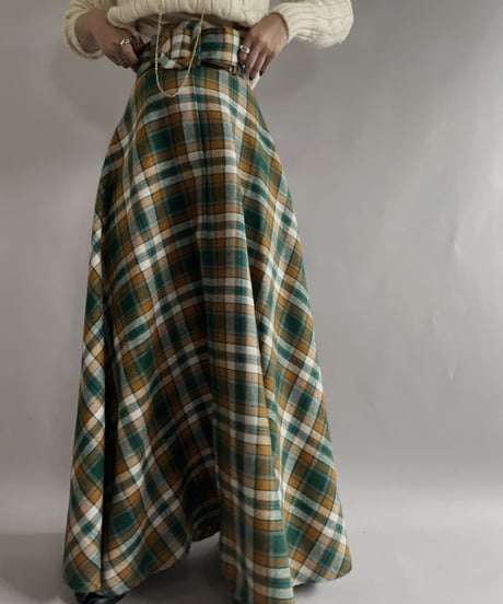 【USED】  Checked Long Skirt / 221105-023