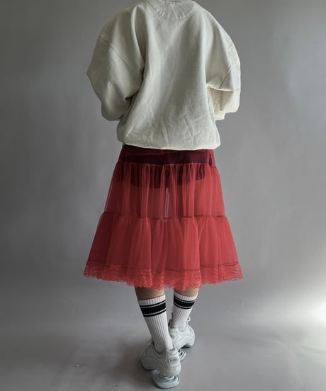 【USED】 Lace Patterned Sheer Skirt / 241019-013