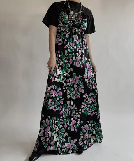 【USED】 Flower Printed Poly Camisole One-piece / 220528-009
