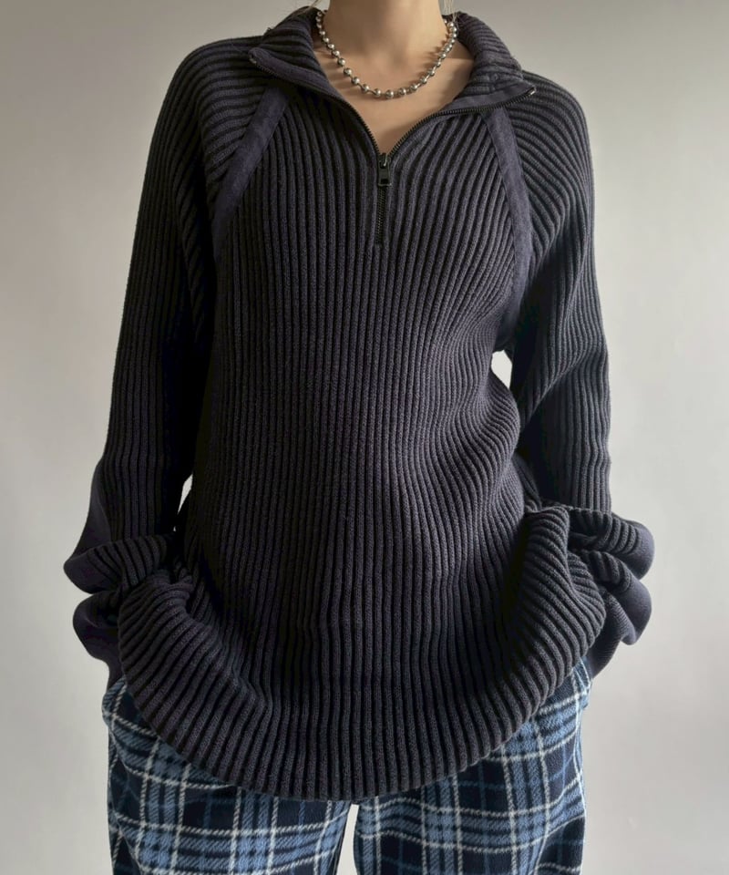 USED】 ARMANI EXCHANGE Half Zip Rib Knit Top /