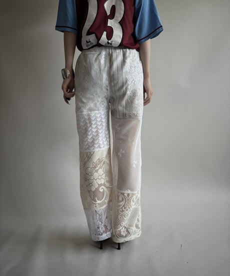 【RE;CIRCLE】 RE Crochet Lace Patch work Pants / 250731-004