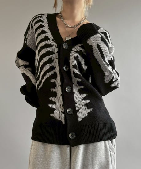 【USED】 Skeleton Print Cardigan /251101-007