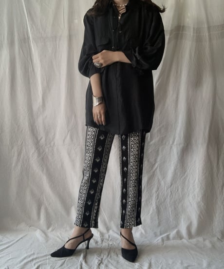 【RE;CIRCLE】 RE Lace Up Silk Pull Over Shirt① /210613-005