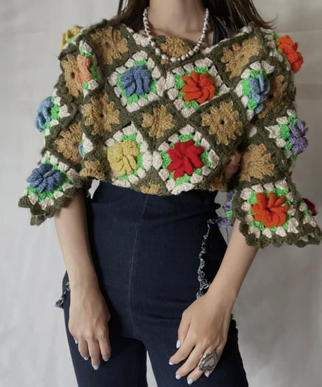 【RE;CIRCLE】 RE Granny Knit Top④/211014-004