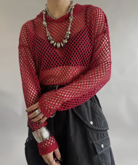 【USED 】 Mesh Hoodie Top /240505-019