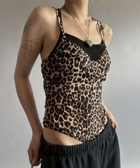 【USED】 Leopard Pattern Leotard Camisole Top  /251012-029