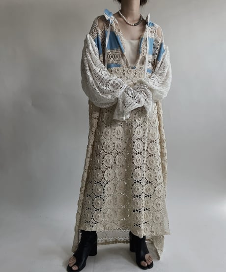 【RE;CIRCLE】 RE Crochet Lace Open Collar One-piece / 220427-033